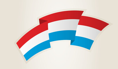 Luxembourg Flag in Abstract Ribbon Shape, National Symbol of the Luxembourg.