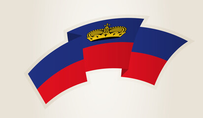 Liechtenstein Flag in Abstract Ribbon Shape, National Symbol of the Liechtenstein.