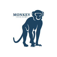 Monkey logo design vector. Silhouette Monkey Template Illustration. Icon Symbol