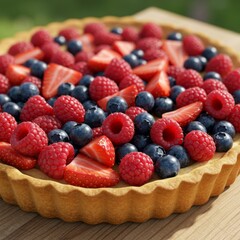 Summer Berry Tart with Red and Blue Berries