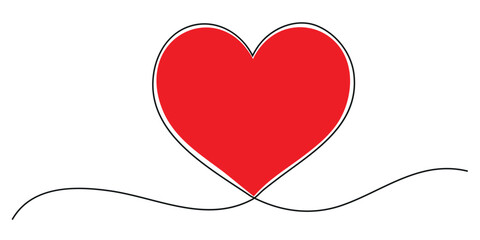 Hearts continuous one line art drawing, valentines day concept, heart love couple outline artistic isolated