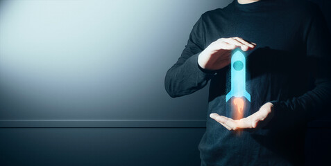 hand of businessman interactive touching a holographic of transaction financial network data...
