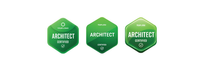 Green Certified Architect Badge Pack – Professional Vector Logo Design Icons