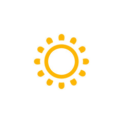 Minimal Sun Symbol With Ring Center. Great For Morning UI, Solstice Themes, Weather Apps, And Heat-Related Digital Signs. Bright Clean Look. Vector Illustration.