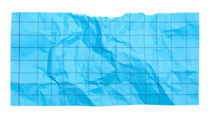 Obraz premium Close-up shot of a crumpled, ripped piece of blue graph paper