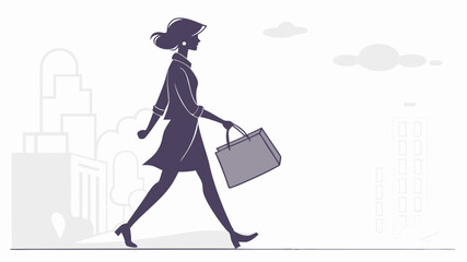 Female silhouette holding handbag, standing on white.

