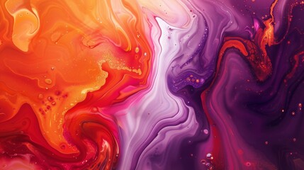 Obraz premium An eye-catching abstract design displaying a blend of bright colors, showcasing the unique patterns created by flowing paint and invoking creativity and inspiration.