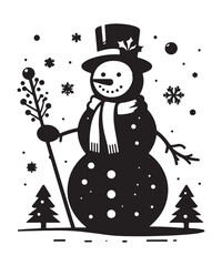 snowman silhouette vector illustration