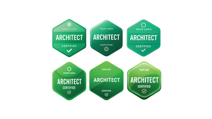 Certified Architect Badge Collection – Modern Green Professional Logo Design Set