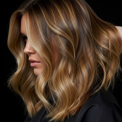 Fototapeta premium Woman with Long Blonde Hair and Gold Glitter Highlights