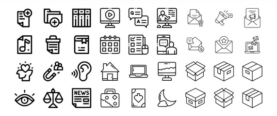 Black Line Icon Bundle 42 Diverse Collection of Symbols