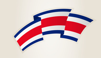 Costa Rica Flag in Abstract Ribbon Shape, National Symbol of the Costa Rica.