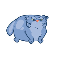 Sticker manul fat and dissatisfied color vector