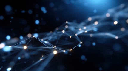 Abstract Network Visualization with Glowing Nodes and Blue Bokeh a Modern Depiction of Data Connection Technology and Interconnectedness Concept Art