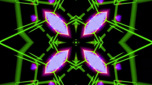 Kaleidoscope video background for VJ. 3D rendering