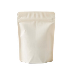 Beige stand-up pouch, blank and simple, product packaging, isolated on transparent background
