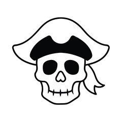hand drawn skull pirate vector art
