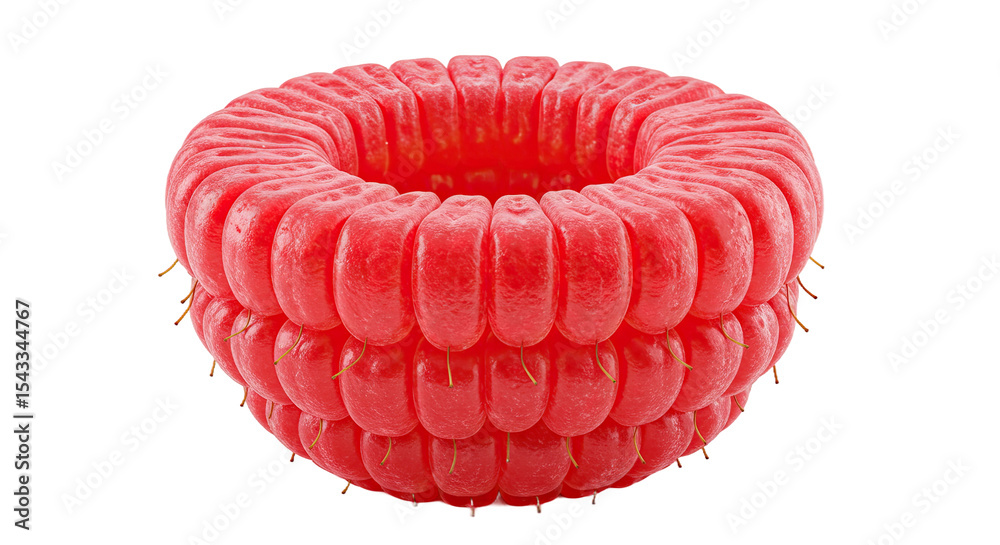 Poster close-up of a ripe and juicy raspberry isolated against a black background