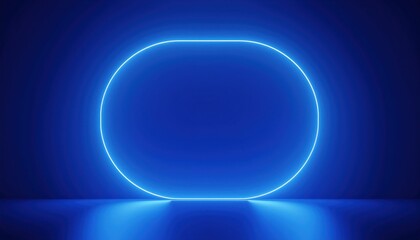  glowing blue neon rounded rectangle frame on dark background with futuristic lighting effect for digital interface, ui design, tech branding, or web graphic