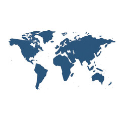 Flat style world map icon on Transparent Background
