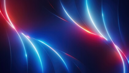  abstract neon wave with glowing blue and red light ribbons on dark background, perfect for tech themed web design, digital wallpaper, or futuristic branding element