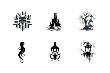 Gothic halloween vector icons set