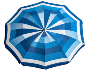 Blue and Light Blue Striped Octagonal Beach Umbrella Top View PNG
