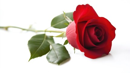 Fototapeta premium A solitary red rose in full bloom, symbolizing love and passion in its purest form