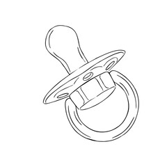 Illustration of a pacifier for a baby linart. Vector illustration