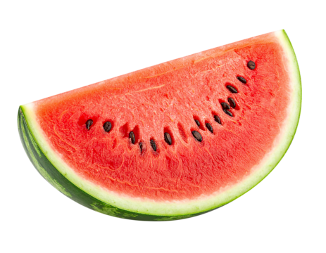 Juicy watermelon slice isolated on transparent background