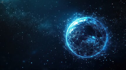 Obraz premium A glowing digital Earth, networked in space