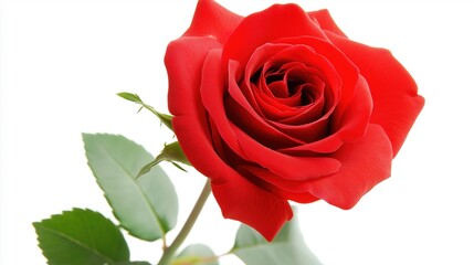 A solitary red rose in full bloom, symbolizing love and passion in its purest form