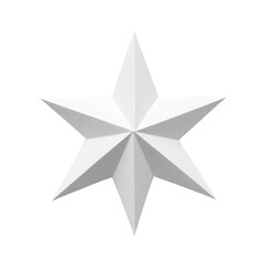 Obraz premium A single, perfectly symmetrical, matte white, die-cut paper star with sharp edges on a transparent, seamless studio background, isolated with diffuse lighting, top-down view, flat lay. Concept of
