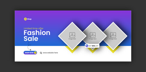 Discount fashion sale Facebook cover design template or web banner design template
