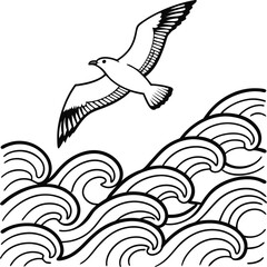 Seamless vector pattern with flying black eagle silhouettes and tribal bird wings illustration