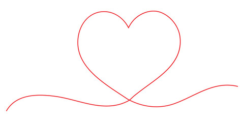 Red heart. continuous one line drawing. Double heart wavy line. Love relationship concept. Vector hand drawn illustration 