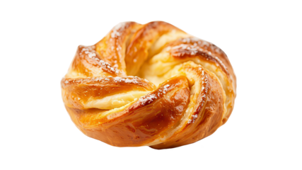 Apple Turnover on a white Background. The image shows an apple turnover pastry isolated against a dark grey or black background. The turnover is golden-brown with flaky layers 