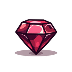 Shiny Red Gemstone Illustration with Facets and Shadow, a Decorative Graphic Resource