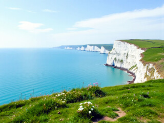 A picturesque cliff above the sea surface