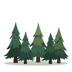 Obraz premium Illustration of Evergreen Trees in a Forest, Simple and Clean Design for Nature and Outdoor Themes