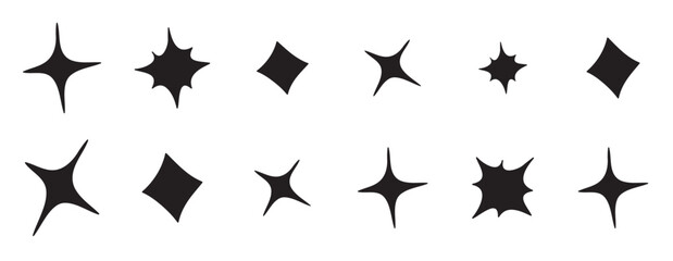doodle set of vector stars sparkle icon, doodle set of vector stars sparkle icon, clean surface icon. Glowing light effect stars and shining burst. isolated on white background. vector illustration