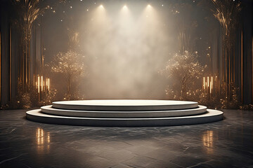 podium stage background with spotlight