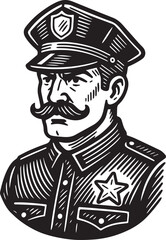 policeman vintage drawing vector illustration