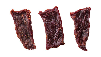 Fototapeta premium Pack Collection Beef Jerky Delicious Spicy set against transparent background