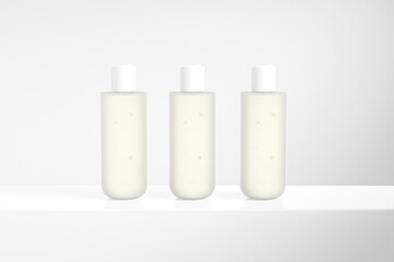 translucent flat shoulder bottle with disk top flip cap, white flat disk cap cosmetic packaging, round skincare container mockup, round tube squeeze bottle, white cylindrical shape bottle mockup