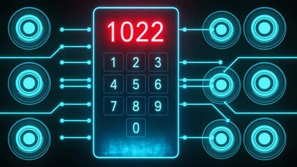 Digital keypad with glowing circuits and abstract connections - Powered by Adobe