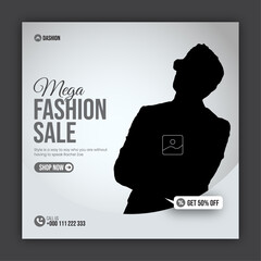 Fashion sale social media post design template or web banner design template