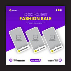 Fashion sale social media post design template or web banner design template
