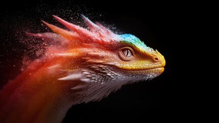 A beautifully rendered dragon portrait exhibiting vibrant colors and intricate details, combining fantasy with artistry, and showcasing a majestic creature in a stunningly imaginative manner.