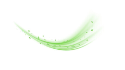 Green  air swirl effect with bright flow with flying mint leaves PNG. Green swirl on transparent background. Vector © Ihor Nemynushchyi
